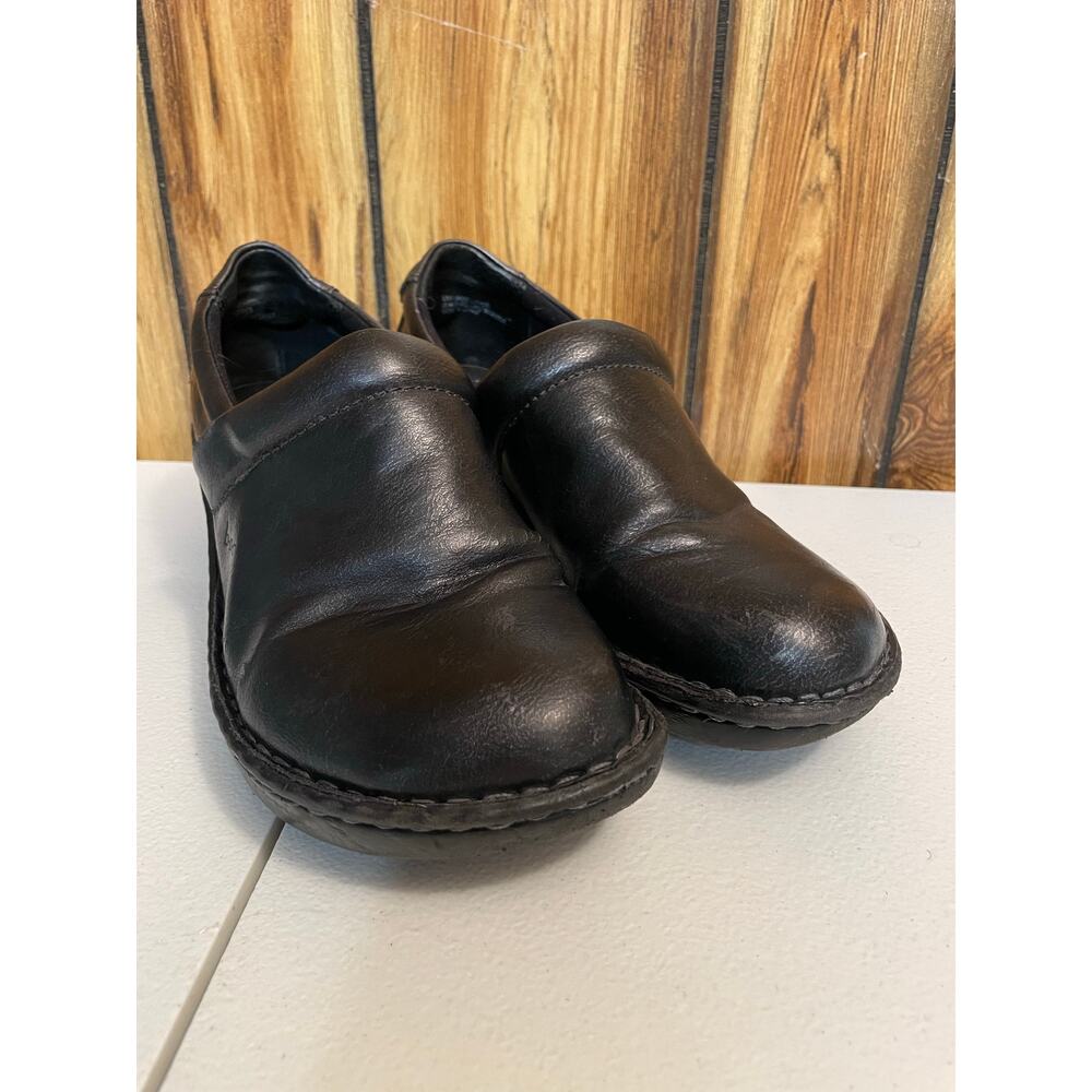 BOC‎ women’s black Leather clogs shoes size 7 chunky crunchy granola